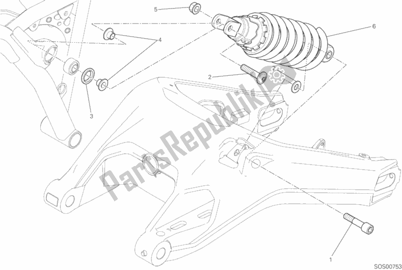 All parts for the Sospensione Posteriore of the Ducati Scrambler Urban Enduro Thailand USA 803 2017